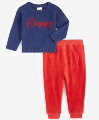 First Impressions - Baby Boys Happy Sweater & Pants, 2 Piece Set