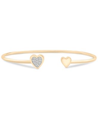 Wrapped - Diamond Heart Cluster Cuff Bangle Bracelet (1/10 ct. t.w.) in 10k Gold