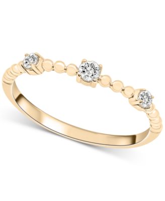 Wrapped - Diamond Beaded Narrow Stack Band (1/10 ct. t.w.) in 10k Gold