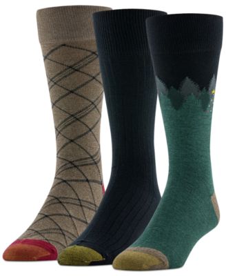 Gold Toe - Men's Pine Forest Crew Dress Socks, 3-Pack