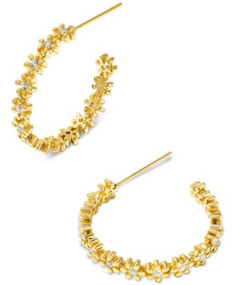 Kendra Scott - Small Cubic Zirconia Daisy Chain C-Hoop Earrings, 0.9"