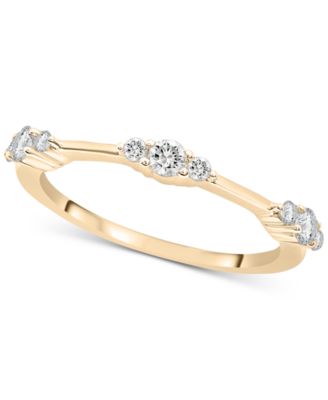 Wrapped - Diamond Tri-Cluster Narrow Stack Band (1/4 ct. t.w.) in 10k Gold