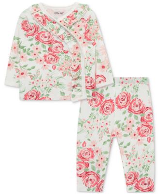 Little Me - Baby Girls Bamboo Beginnings Lush Floral-Print Cardigan & Pants, 2 Piece Set