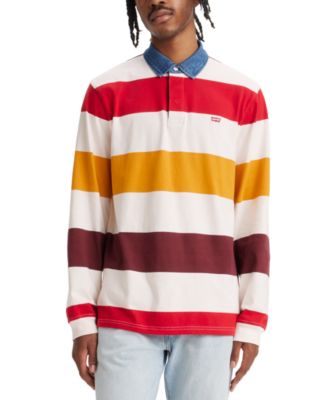 Levi's - Men's Relaxed-Fit Long Sleeve Striped Rugby Shirt