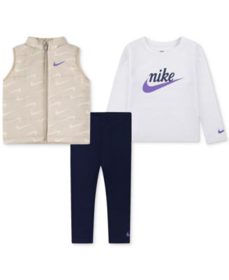 Nike - Toddler Girls New Impressions Vest, Logo T-Shirt & Ribbed Leggings, 3 Piece Set