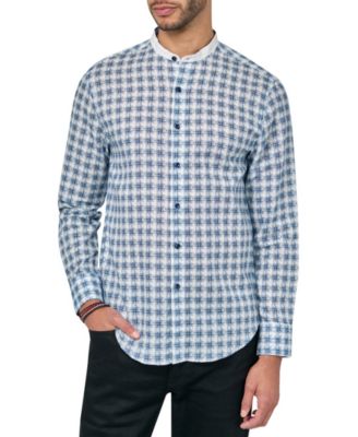 Brooklyn Brigade - Men's Jett Moisture-Wicking Abstract Check Button-Down Mandarin Shirt