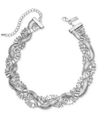 I.N.C. International Concepts - Crystal & Snake Chain Twisted Collar Necklace, 16" + 4" extender