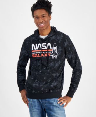 Hybrid - Men's NASA Space Shuttle Blueprint Regular-Fit Printed Fleece Hoodie