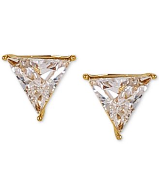 GUESS - 14k Gold-Plated Cubic Zirconia Triangle Stud Earrings