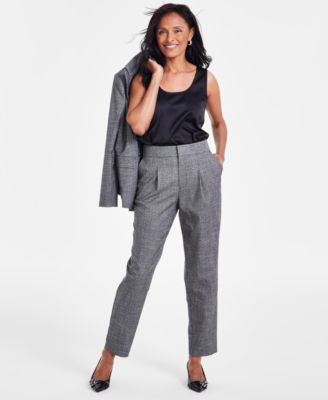 I.N.C. International Concepts - Women's High-Rise Pleated Plaid Pants