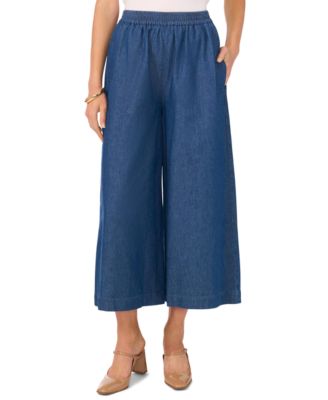 Vince Camuto - Women's Cotton Pull-On Wide-Leg Cropped Pants