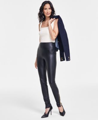 I.N.C. International Concepts - Women's Mid-Rise Skinny Faux-Leather Pants