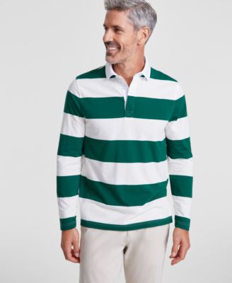 Club Room - Men's Outdoors Regular-Fit Stripe Long-Sleeve Rugby Shirt