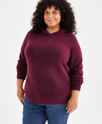 Style & Co - Plus Size Solid Long-Sleeve Hoody Sweater