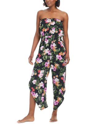 Bar III - Women's Floral-Print Tulip-Hem Romper Cover-Up