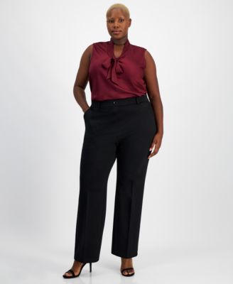 Kasper - Plus Size Pull-On Compression Straight-Leg Pants