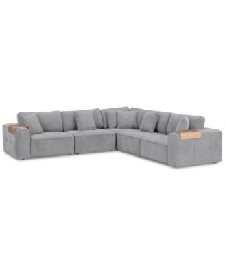 Furniture - Nycolle 5-Pc. Fabric L-Shape Sectional Sofa