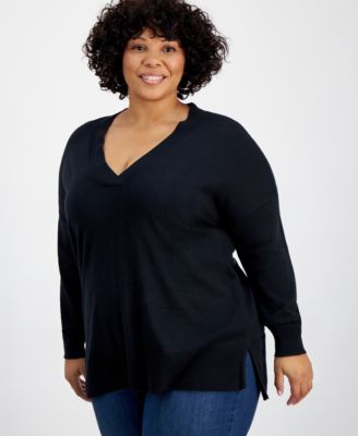 I.N.C. International Concepts - Plus Size  V-Neck Stephem Sweater