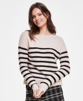 Liverpool Los Angeles - Women's Striped Dropped-Shoulder Crewneck Sweater