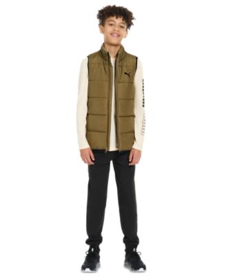 Puma - Big Boys 3-Pc. Quilted Vest, Long-Sleeve Logo T-Shirt & Solid Joggers Set