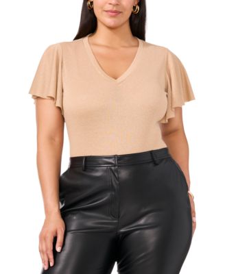 Vince Camuto - Plus Size Metallic Flutter-Sleeve Top