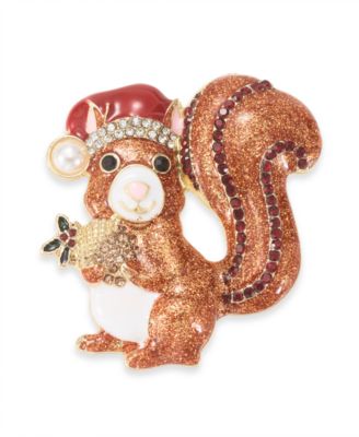 Holiday Lane - Santa Hat Squirrel Pin