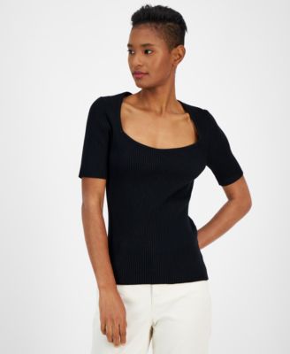 BOSS Orange - Women's Faggio Ribbed Sweetheart-Neck Top