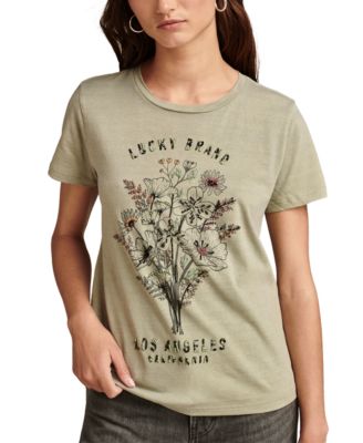 Lucky Brand - Women's Cotton Embellished Floral Graphic T-Shirt