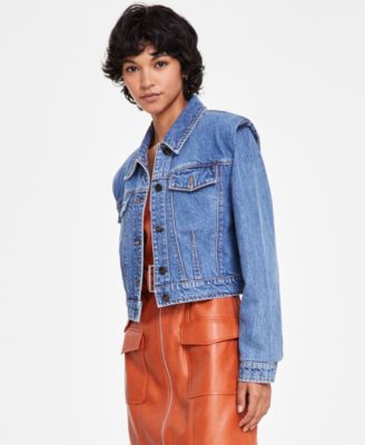 Avec Les Filles - Women's Cotton Flange-Shoulder Crop Jacket