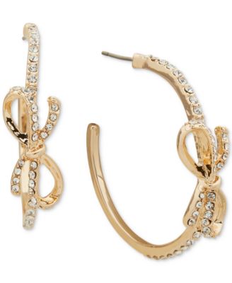 lonna & lilly - Gold-Tone Crystal Bow Hoop Earrings