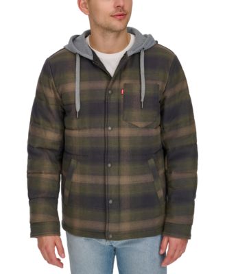 Levi's - Men's Plaid Quilted Hooded Shirt Jacket