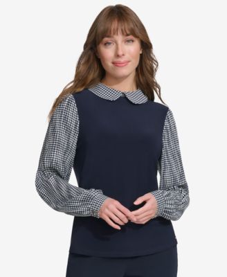 Tommy Hilfiger - Women's Collared Pleated-Sleeve Top