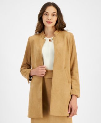 Tahari ASL - Women's Faux Suede Stand Collar Jacket