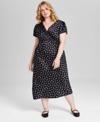And Now This - Trendy Plus Size Lace-Trim Floral Midi Dress