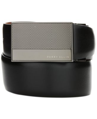 Perry Ellis Portfolio - Men's Beehive Reversible Plaque Buckle Belt