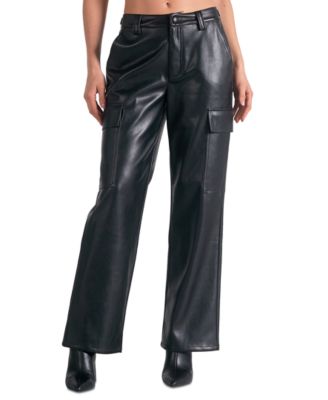 Elan - Women's Faux-Leather Cargo Pants