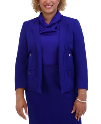 Kasper - Women's Open-Front Round-Neck Blazer