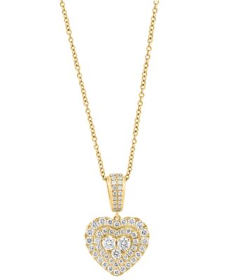 EFFY Collection - Diamond Heart Cluster Double Halo 18" Pendant Necklace (5/8 ct. t.w.) in 14k Gold