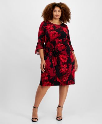 Connected - Plus Size Round-Neck 3/4-Sleeve Sheath Dress