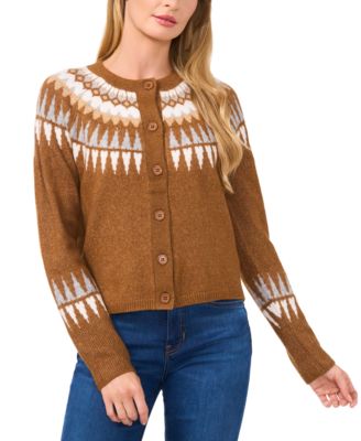 CeCe - Women's Fair Isle Long-Sleeve Cardigan Sweater