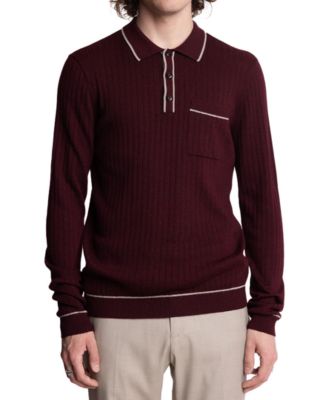 Paisley & Gray - Men's Slim-Fit Tipped Ribbed-Knit Polo Shirt