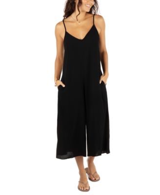 Hurley - Juniors' Solid Waimea Wide-Leg V-Neck Jumpsuit