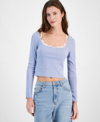 Sugar Moon - Juniors' Layered-Look Camisole Knit Top