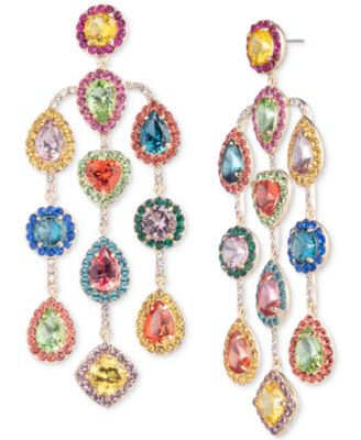 Emily in Paris - Gold-Tone Color Crystal & Stone Halo Chandelier Earrings