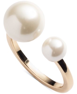 Emily in Paris - Gold-Tone Imitation Pearl Small & Large Polished Cuff Ring