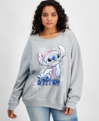 Disney - Trendy Plus Size Snowy Stitch Love-Sleeve T-Shirt