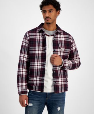 Sun + Stone - Men's Noah Long Sleeve Snap-Front Plaid Shirt Jacket