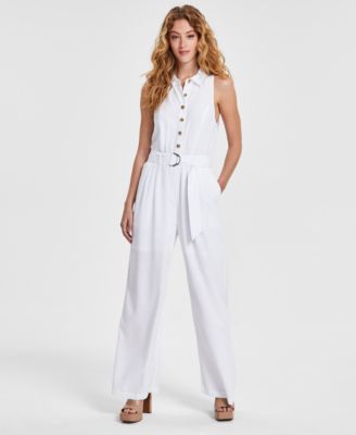Bar III - Women's Sleeveless Belted Jumpsuit