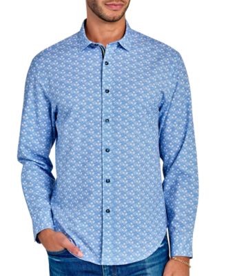 Society of Threads - Men's Geometric Print Long Sleeve Button-Front Performance Shirt