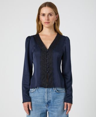 French Connection - Women's Ennis Satin Long-Sleeve Blouse